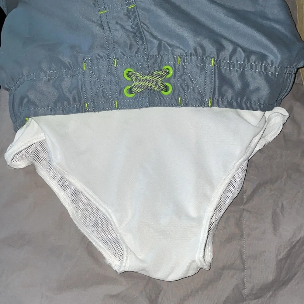 Old Navy Gray Swim Shorts w/ Lime Green Accents